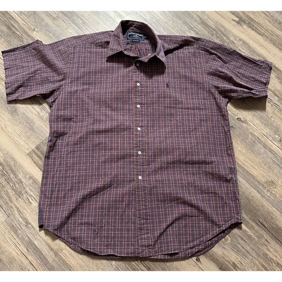 Polo Sport Shirt Ralph Lauren Button Up Mens Large Red Plaid Cotton Y2K VTG - Picture 1 of 7